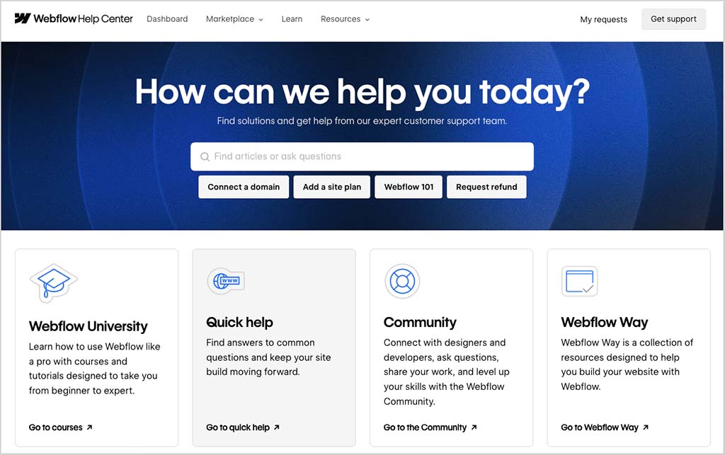 The Webflow help center
