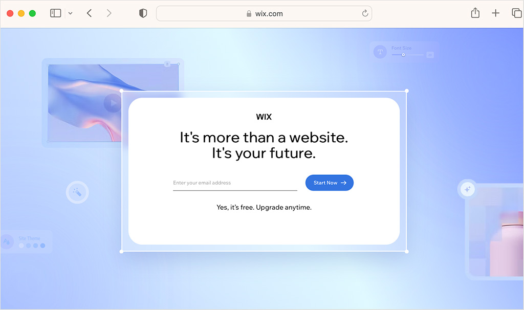 The Wix free plan sign-up page