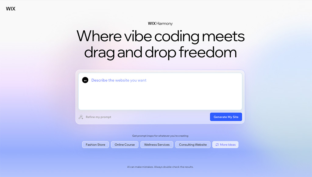 The 'Wix Harmony' interface