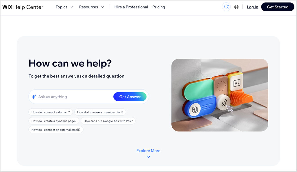 Accessing the Wix help center