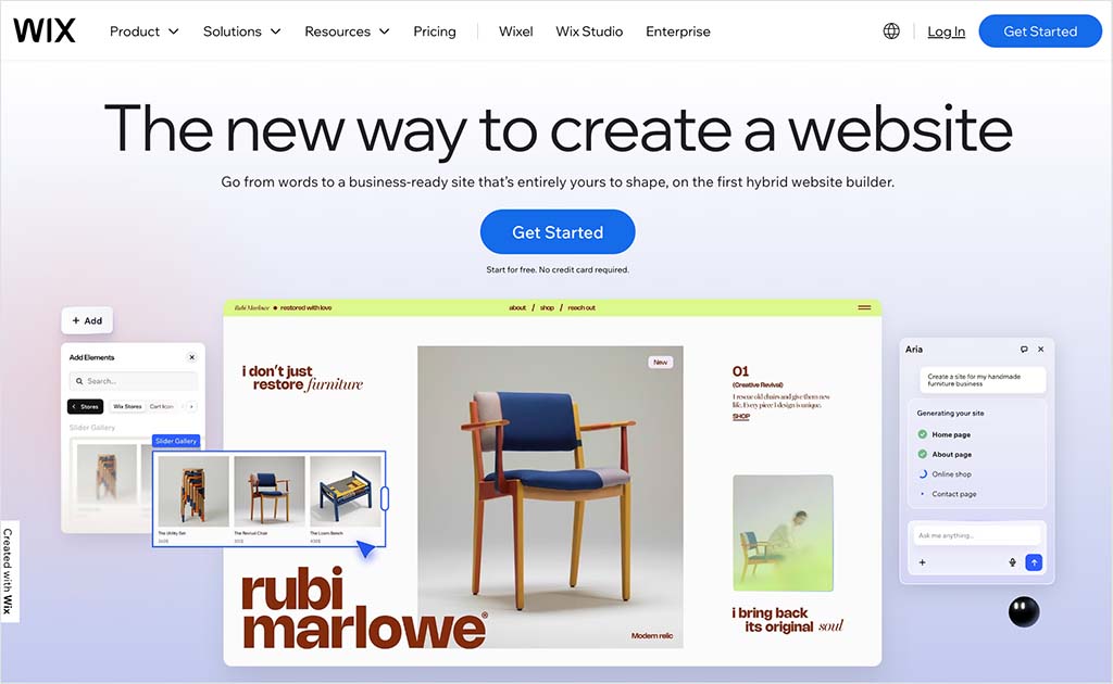 Wix home page.