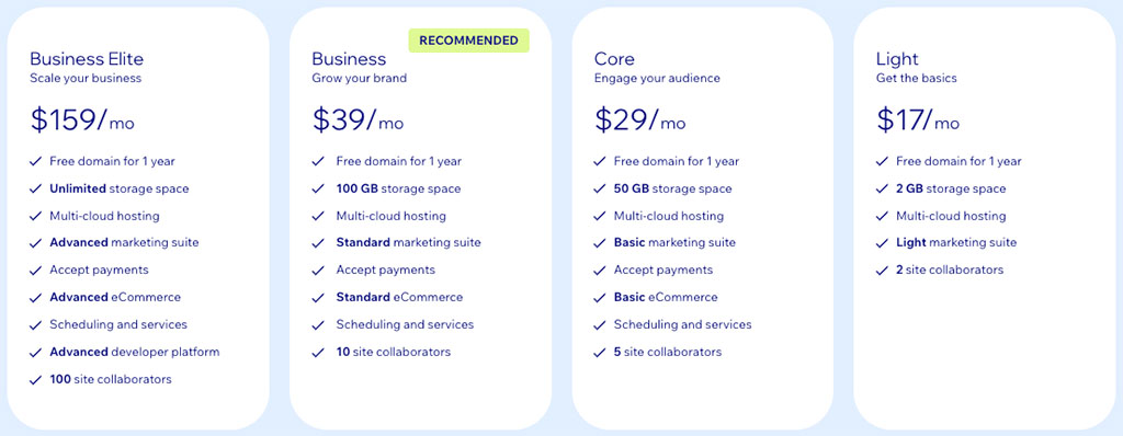 Wix pricing (February 2026)