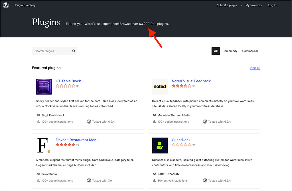 The WordPress plugin directory