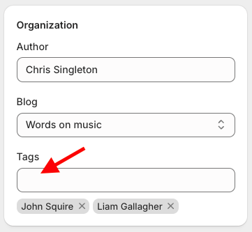 Adding tags to a blog post
