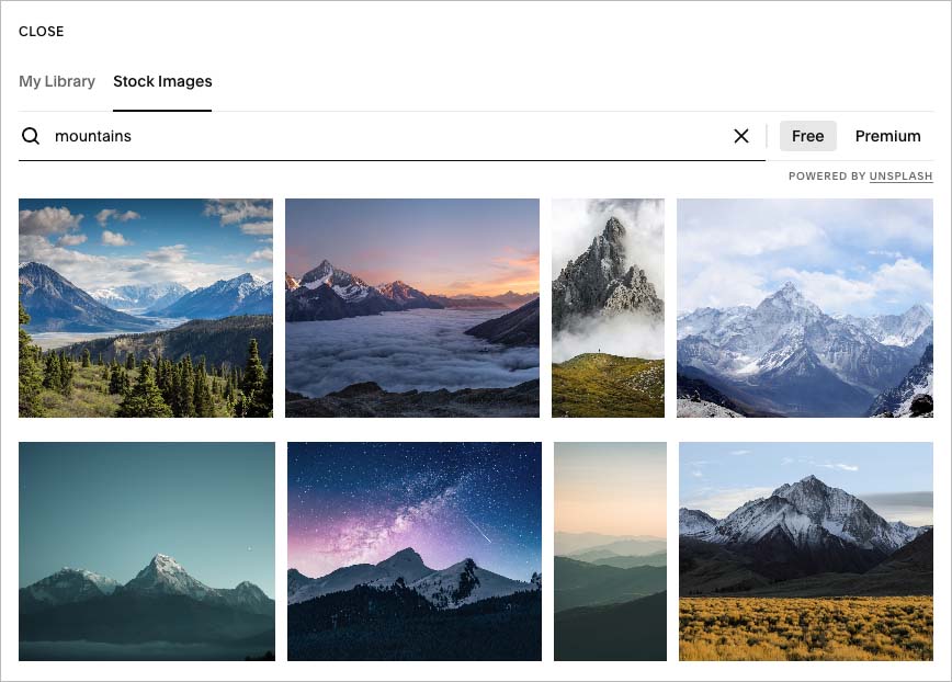 Adding stock images to a Squarespace site via the Unsplash integration