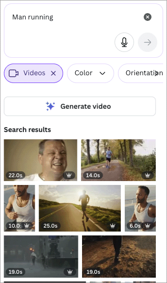 Browsing video assets in Canva