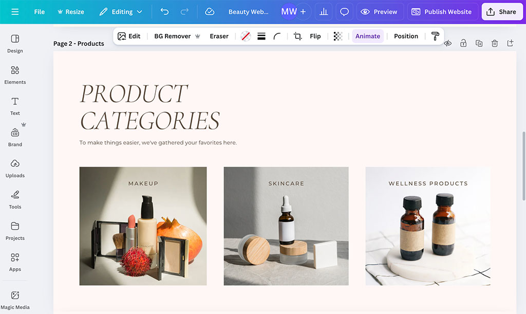 Creating a website in Canva