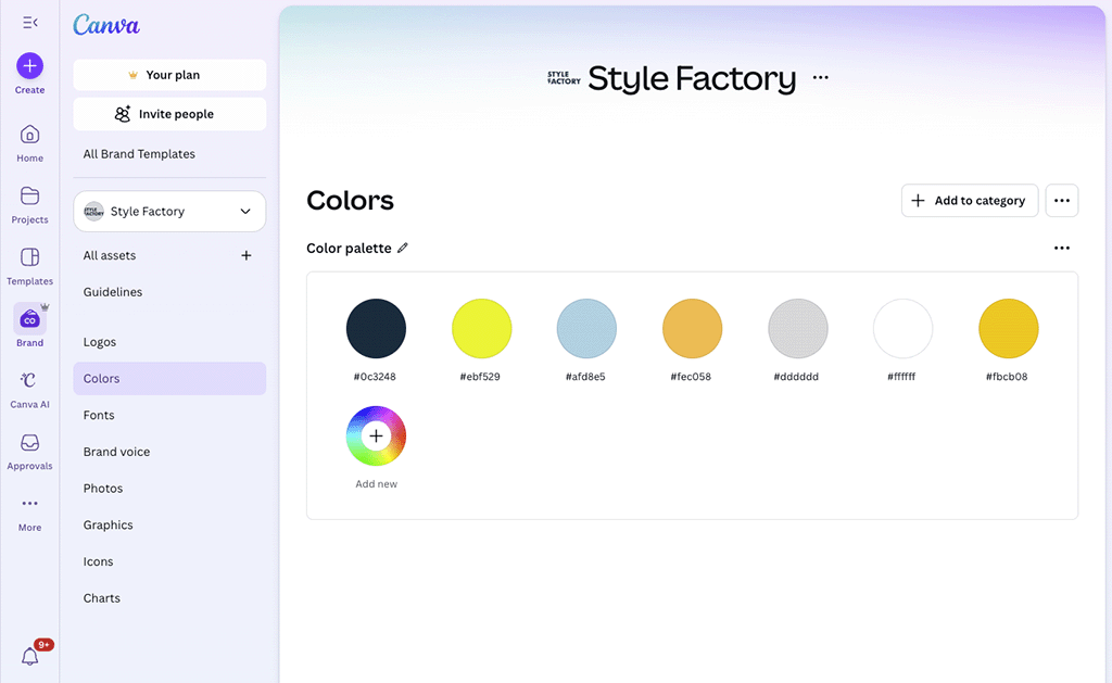 Canva's 'brand kit' feature
