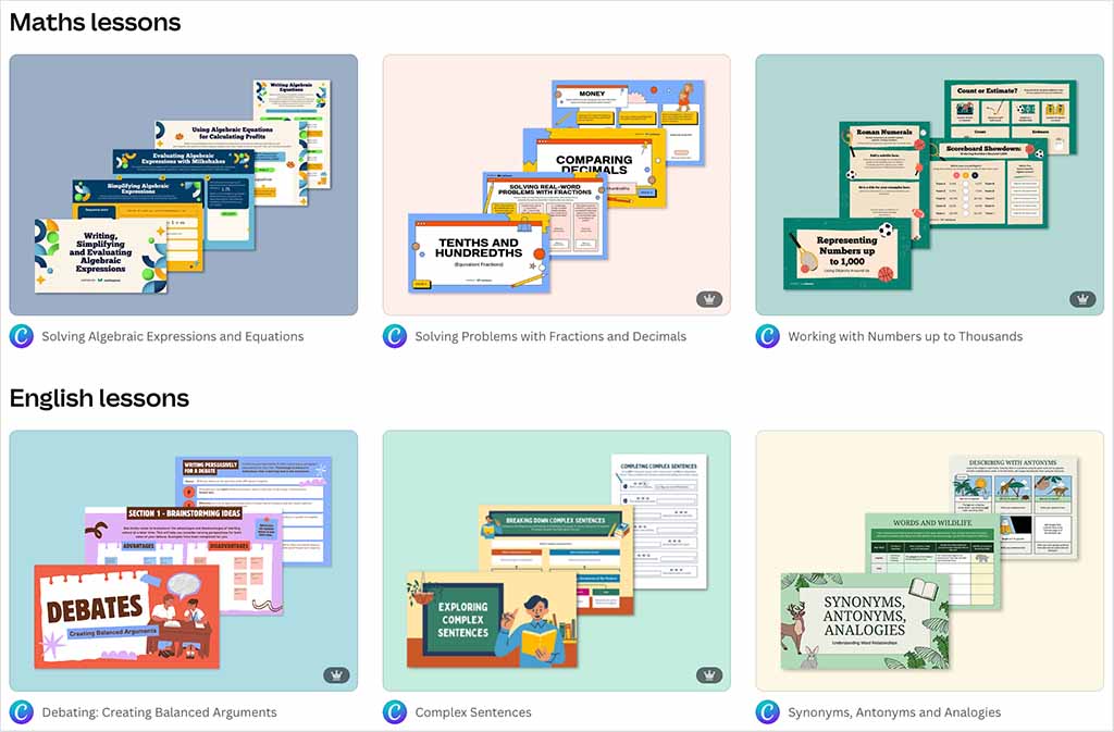 Canva for Education 'ready-to-teach' lesson templates