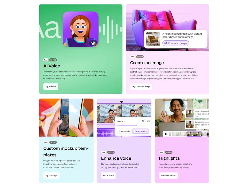 Some of Canva's 'Magic Studio' AI tools