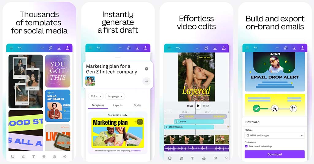 The Canva iOS mobile app