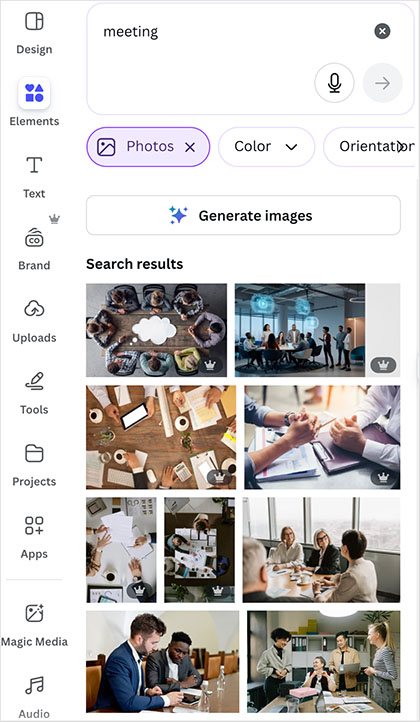 Examples of stock photography in Canva