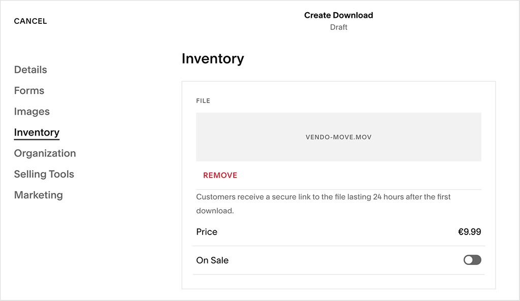 Selling digital goods in Squarespace