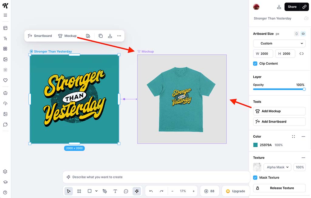 Creating a product mockup in Kittl