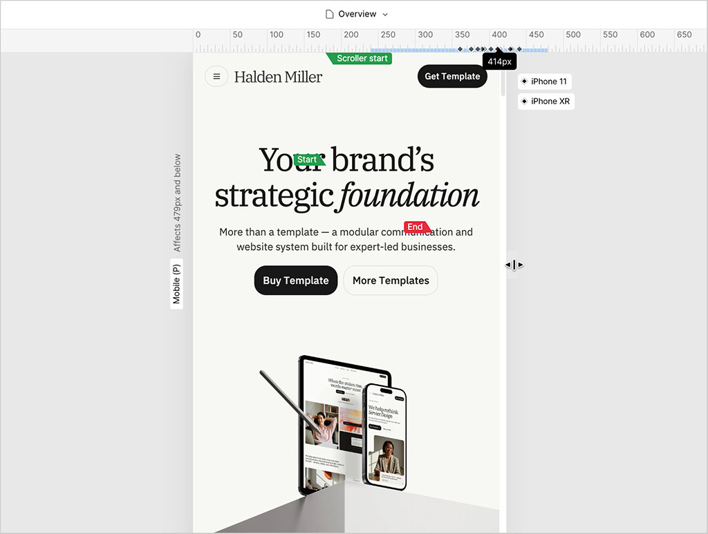 Editing the mobile 'breakpoint' in Webflow