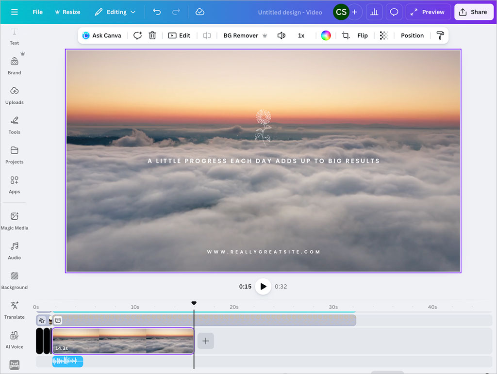 Editing a video in Canva