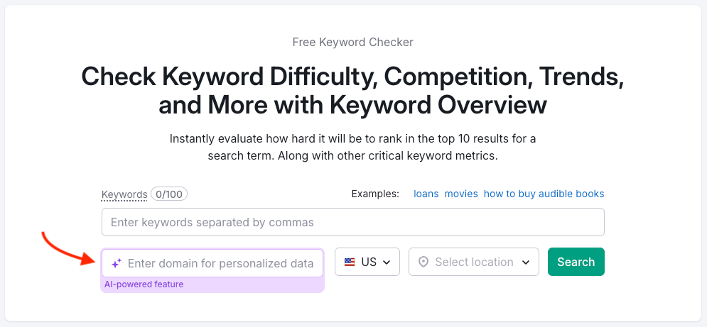 Getting personalized keyword data from Semrush