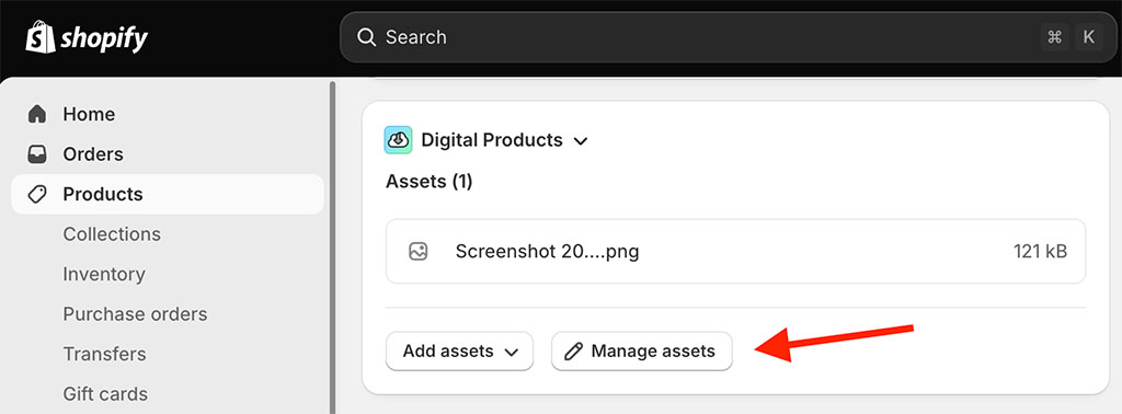 Accessing digital product fulfillment settings