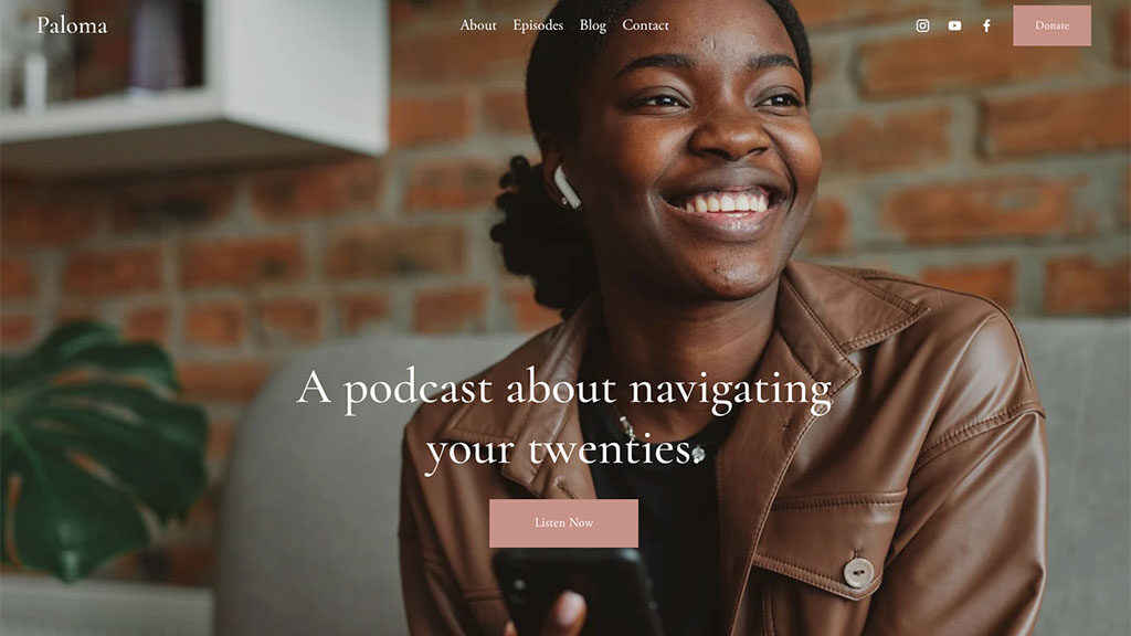 Example of a Squarespace template, 'Paloma'
