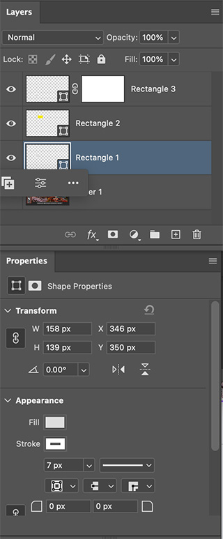 Photoshop detachable control panels.