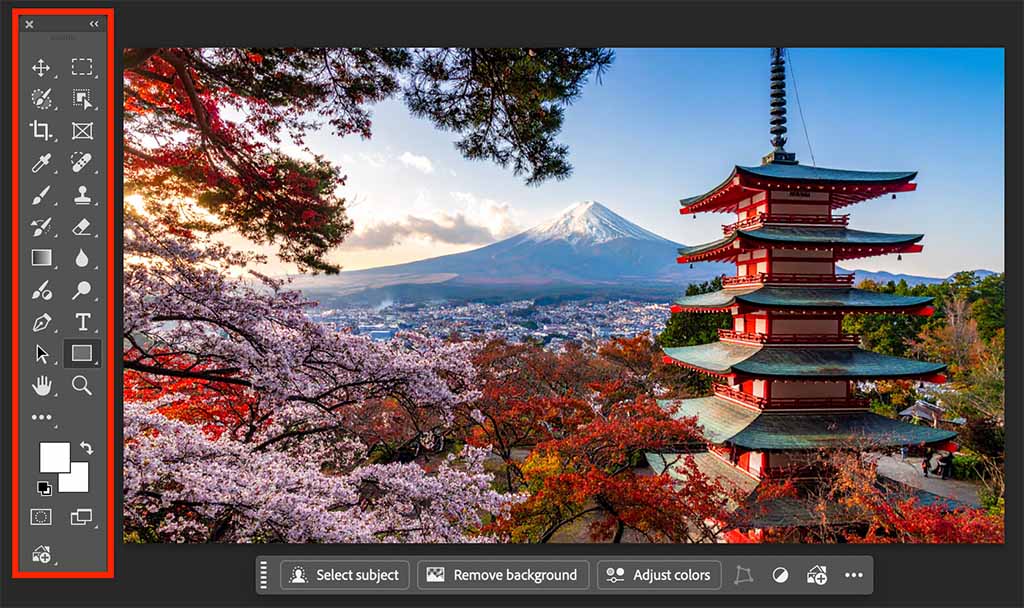 Photoshop's tool icons.