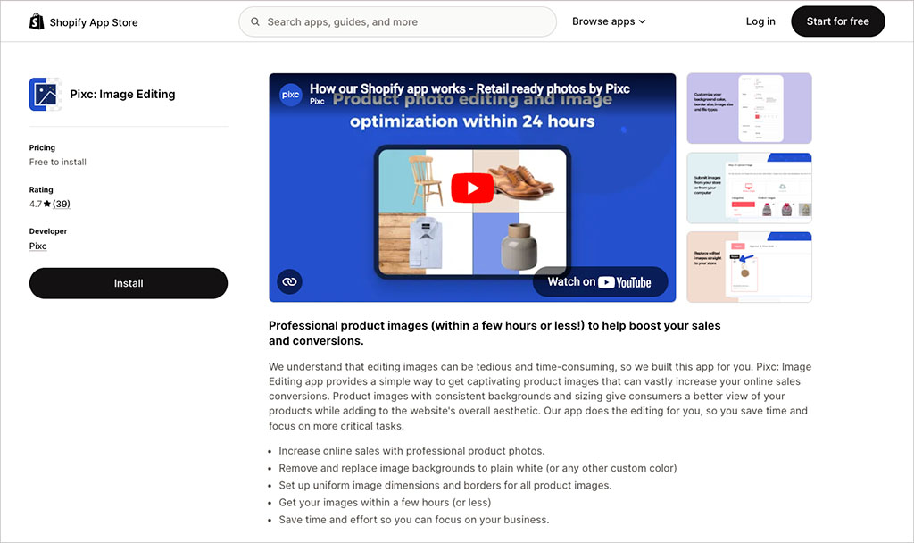 The Pixc photo-resizing app