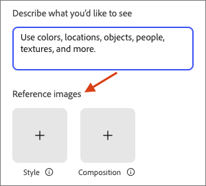 Uploading reference images to Adobe Express for AI image generation purposes