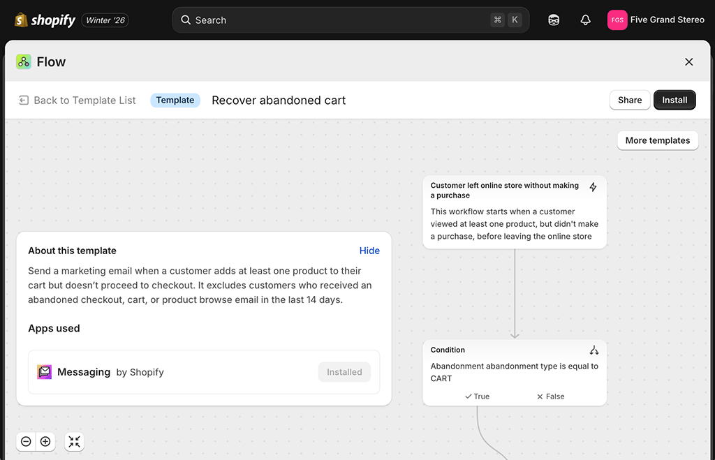 Creating abandoned cart automations in Shopify