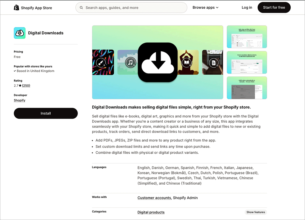  The Shopify Digital Downloads app