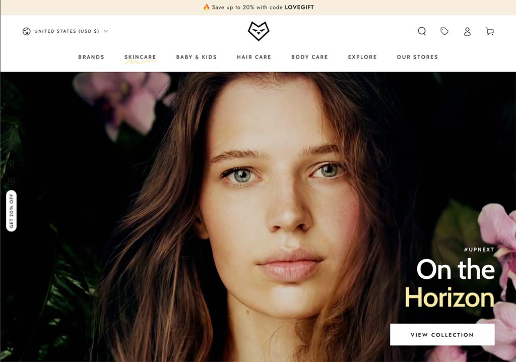Example of a premium Shopify theme, 'Be Yours'