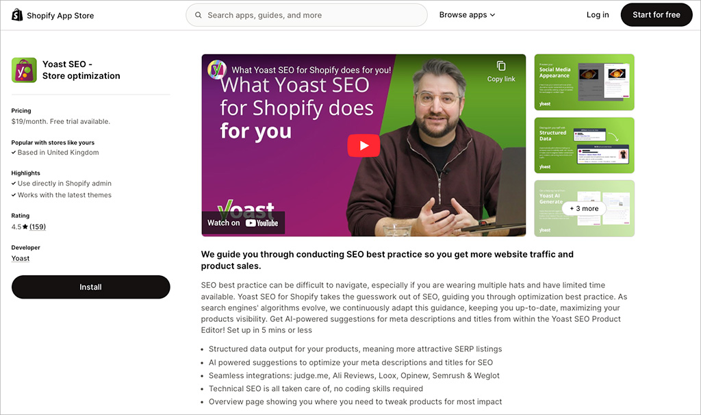 The Yoast tool for Shopify