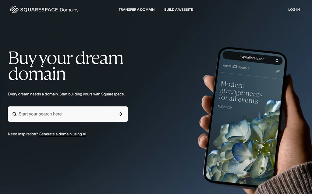 Buying a domain from Squarespace