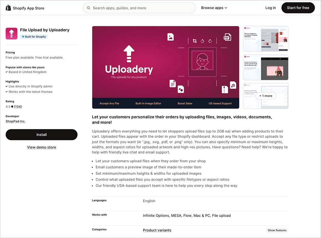 The Uploadery app