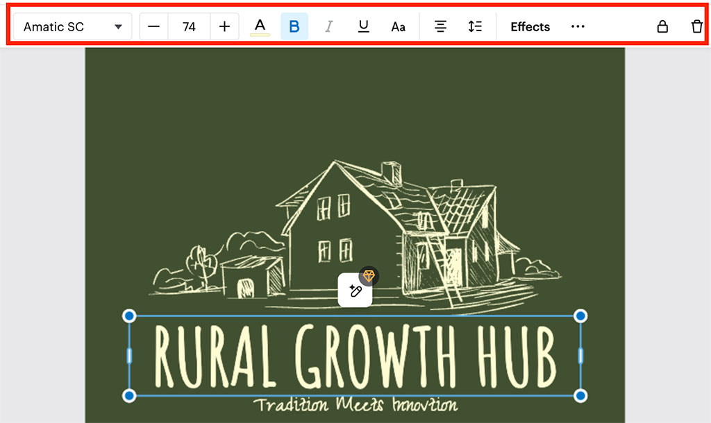 Detailed editing controls in VistaCreate.