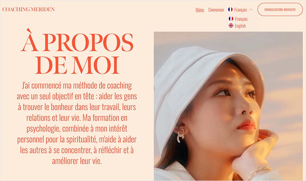 A multilingual Squarespace site created with Weglot, complete with an easy-to-use language switcher