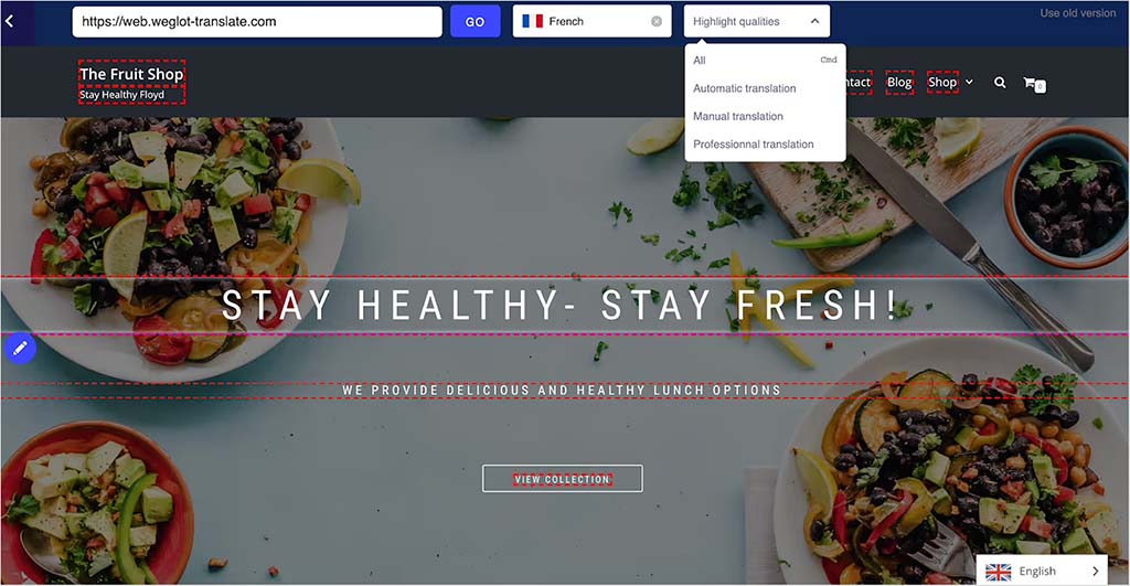 Editing translations with Weglot's on-page visual editor