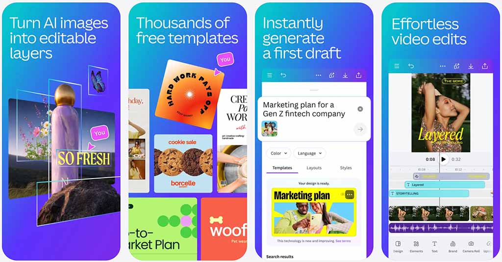The Canva iOS mobile app