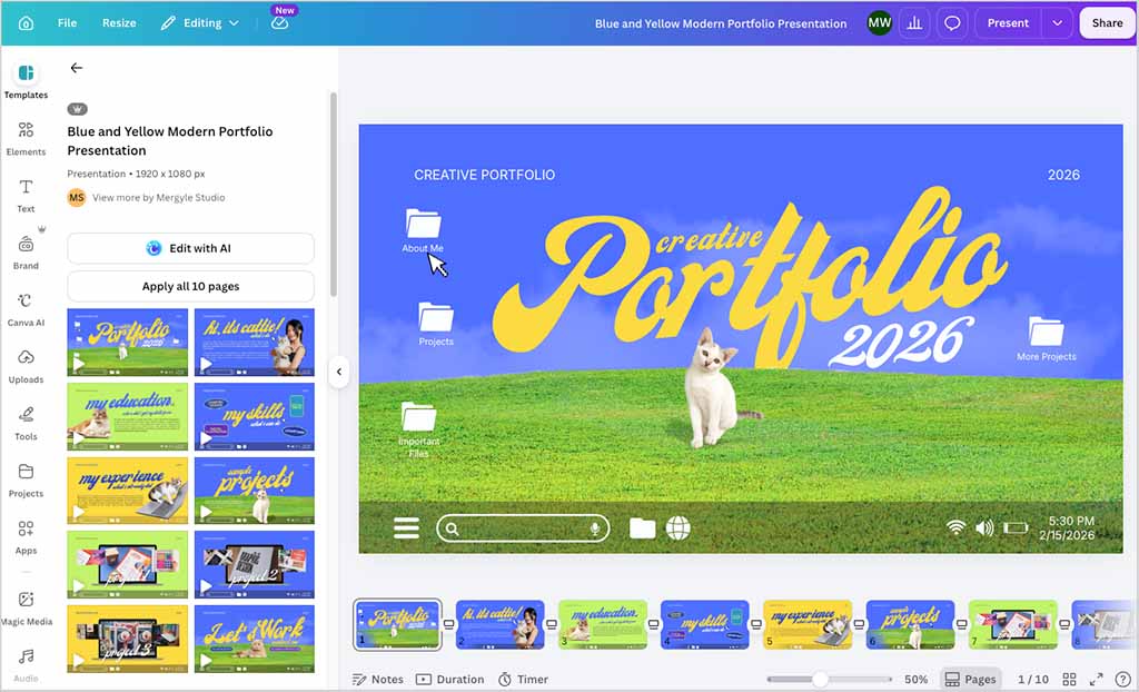Canva's presentation maker — one of the key applications of the tool is an alternative to Microsoft 365.