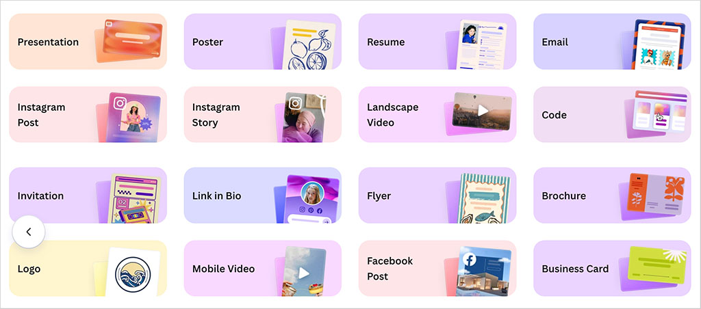 Examples of some of Canva's template formats