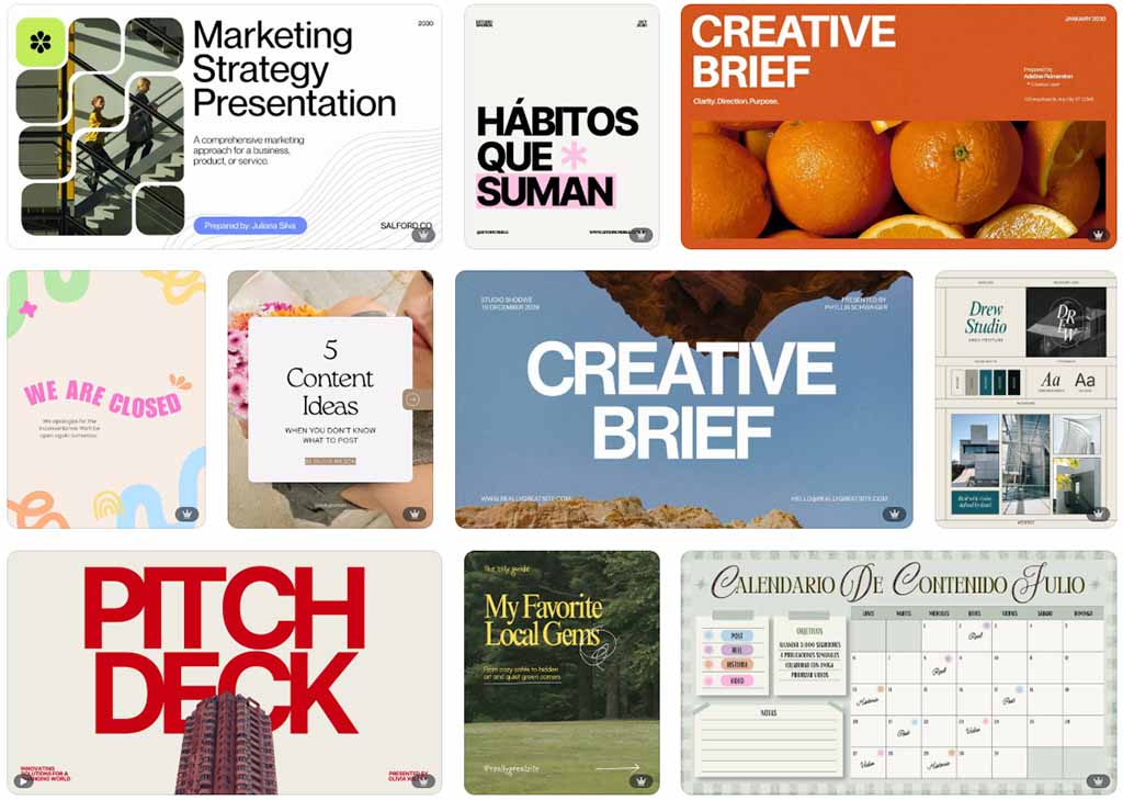 Canva template examples.
