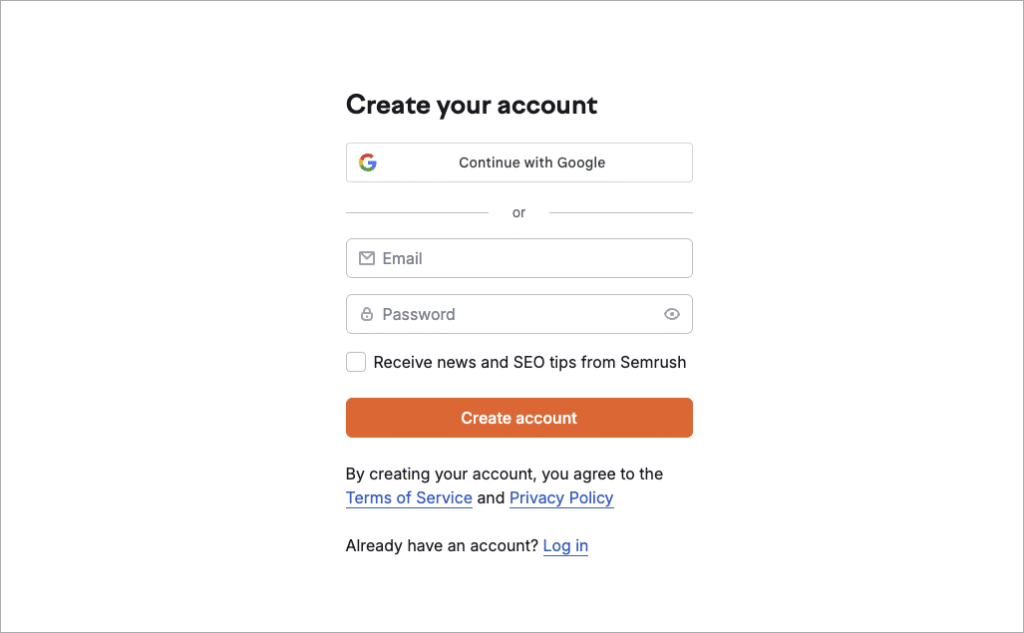 Creating a free Semrush acount