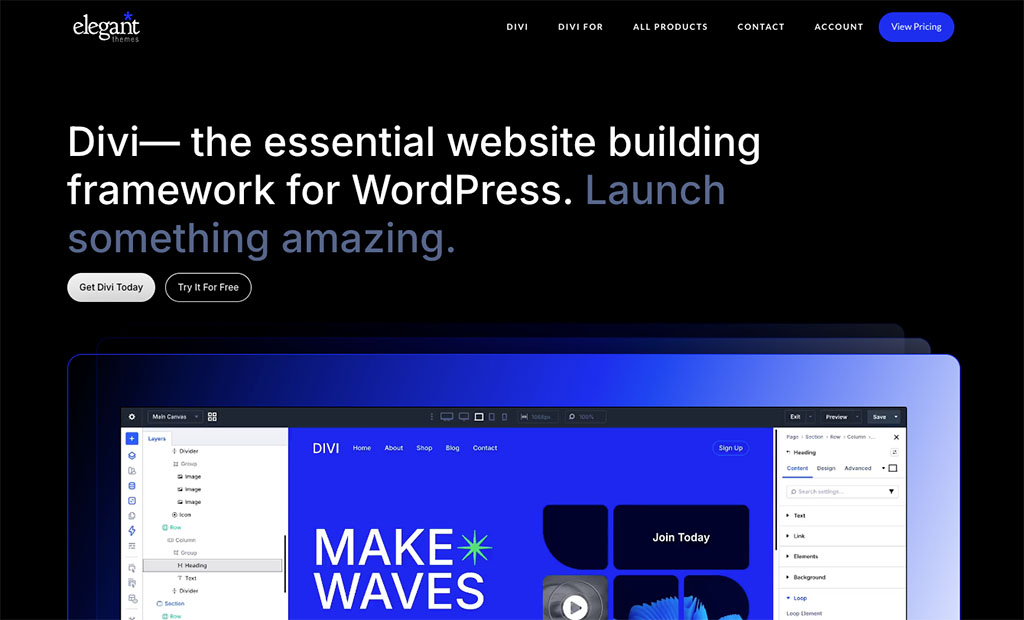 The Divi visual editor for WordPress