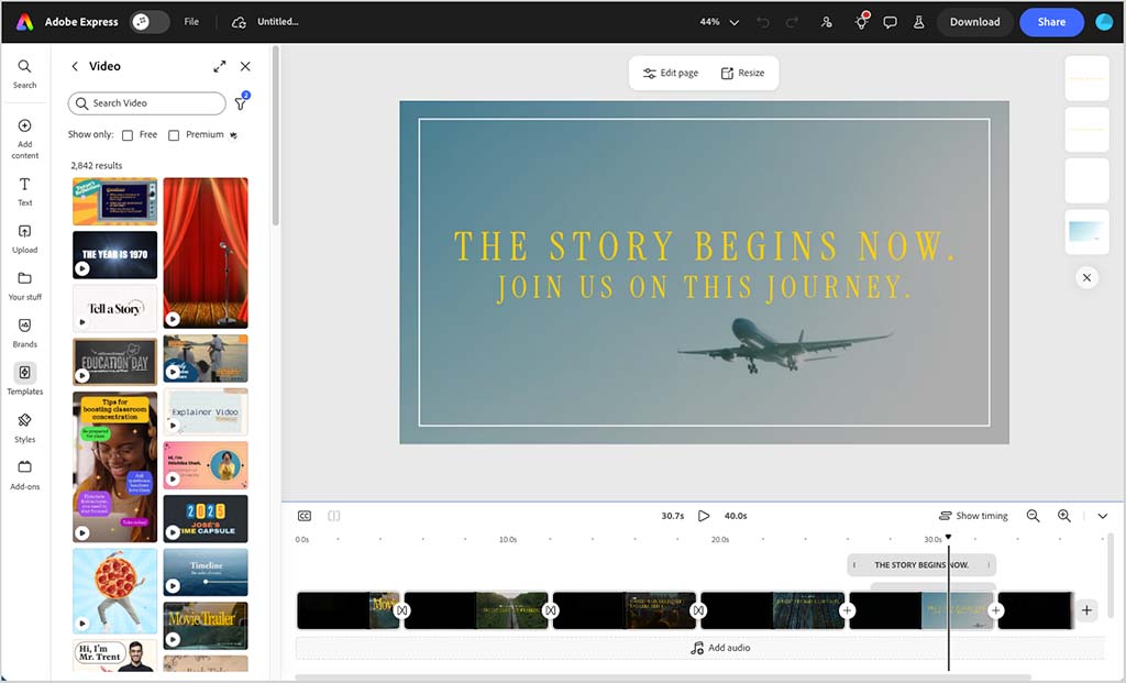 Adobe Express' video editor