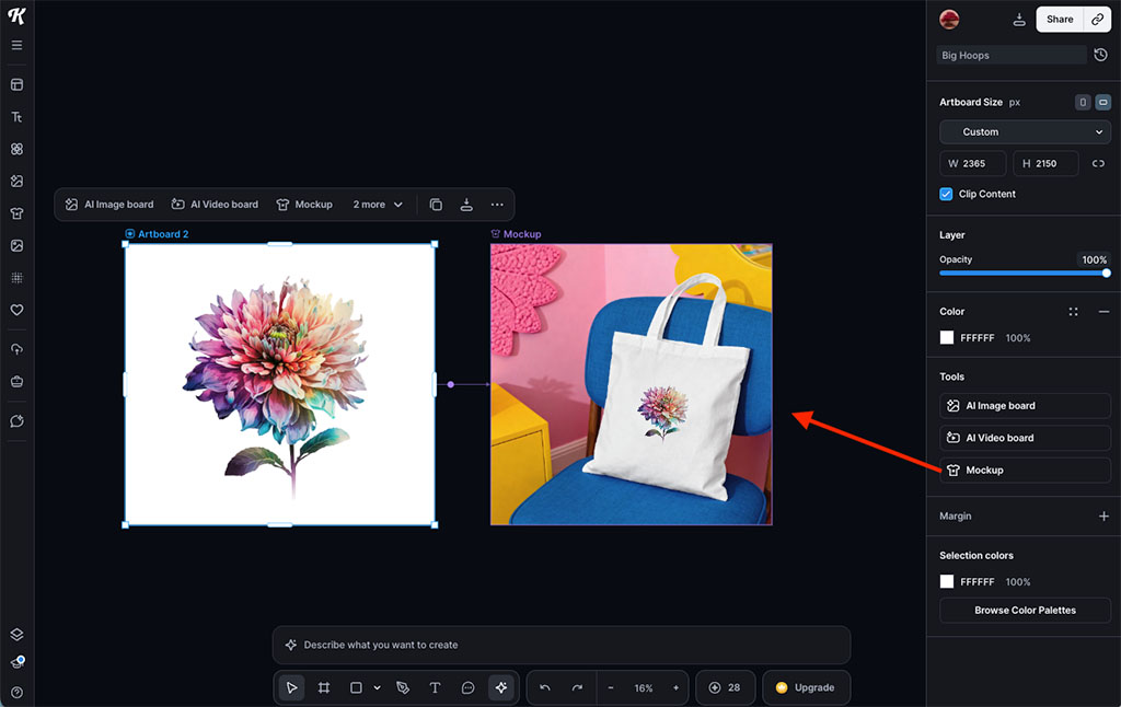 Creating a product mockup in Kittl