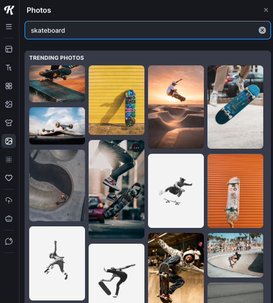 Stock photos in Kittl