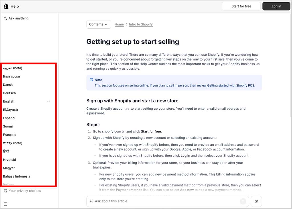 The Shopify help center