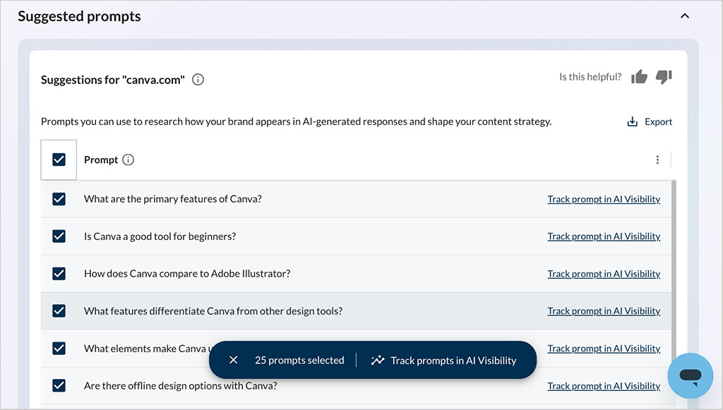 Getting prompt suggestions in Moz