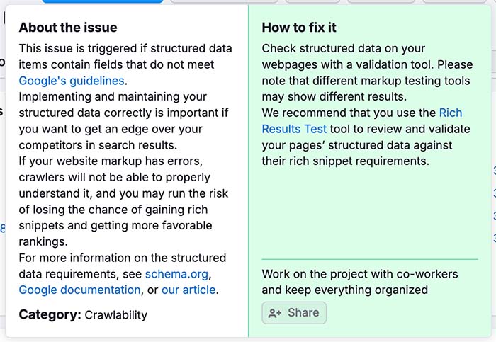 Getting contextual help in Semrush