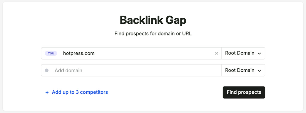 Semrush's 'backlink gap' tool