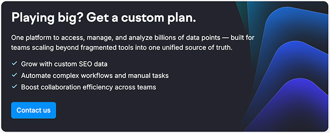 Semrush's 'Custom plan' option